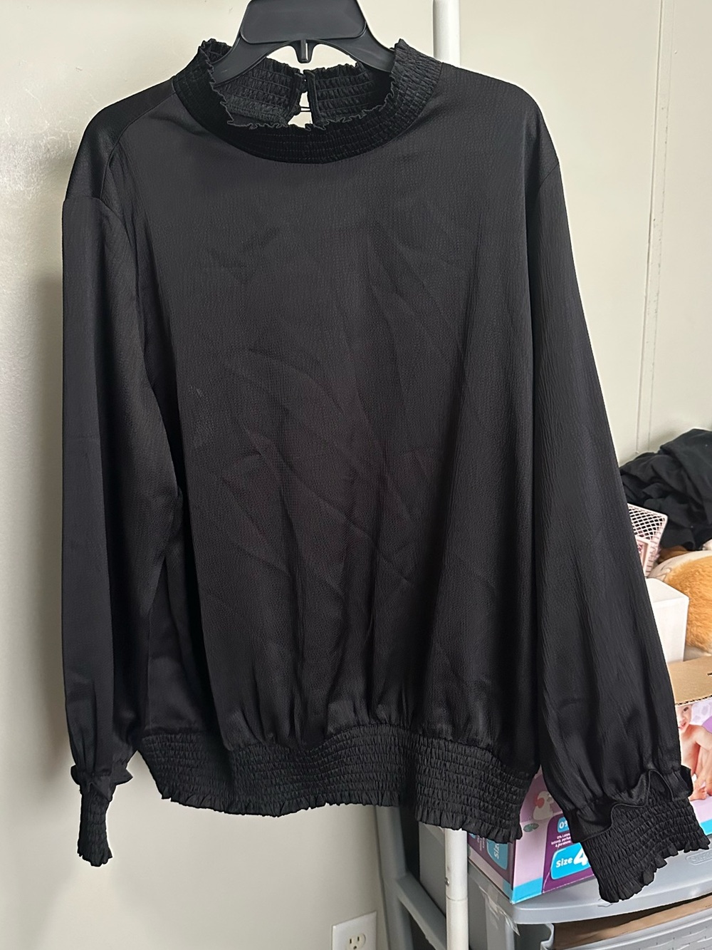 Black longsleeve Mockneck Blouse size 2XL